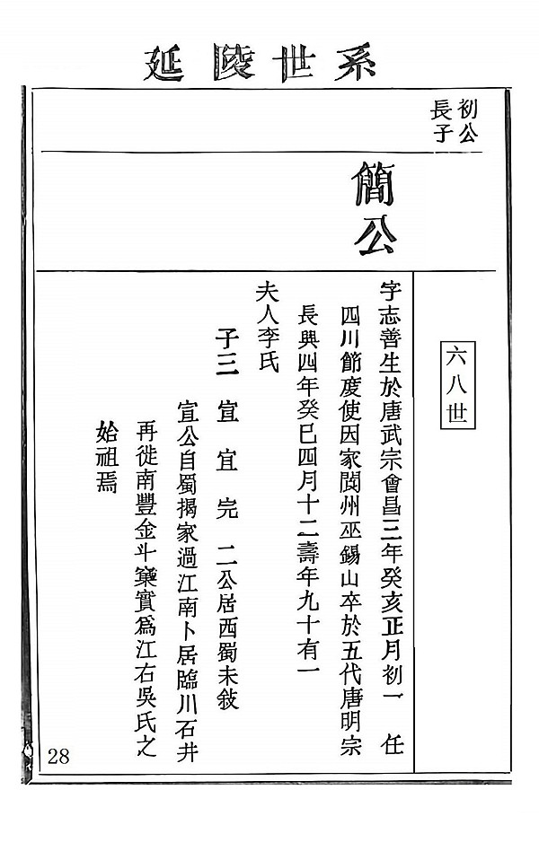季札重道宣公世系28